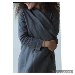 Black Ficus Grey Linen Duster Jacket